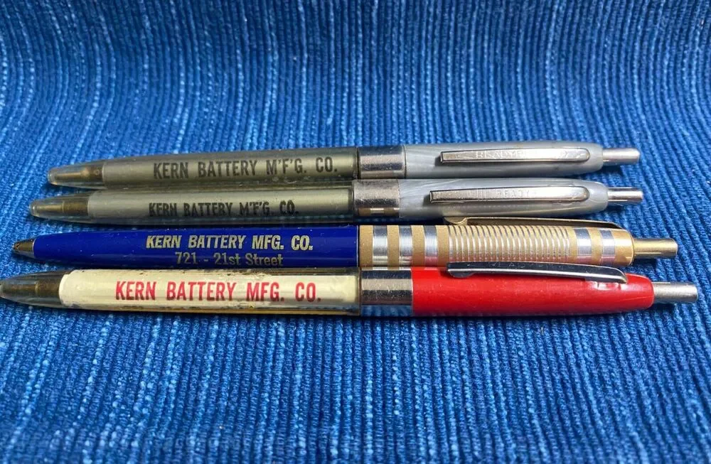 Vintage Pen Lot of 4 Kern Battery Mfg. Bakersfield CA Advertising 971A